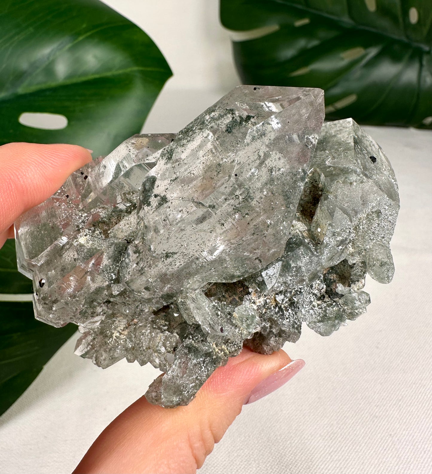 Himalaya Quarz 'Gwindel' mit Anatas & Chlorit Nr.835HG