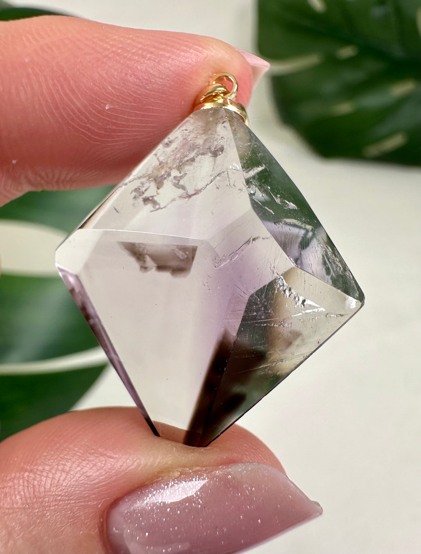 Amethyst mit Rauchquarz Phantom Anhänger Nr.41AA