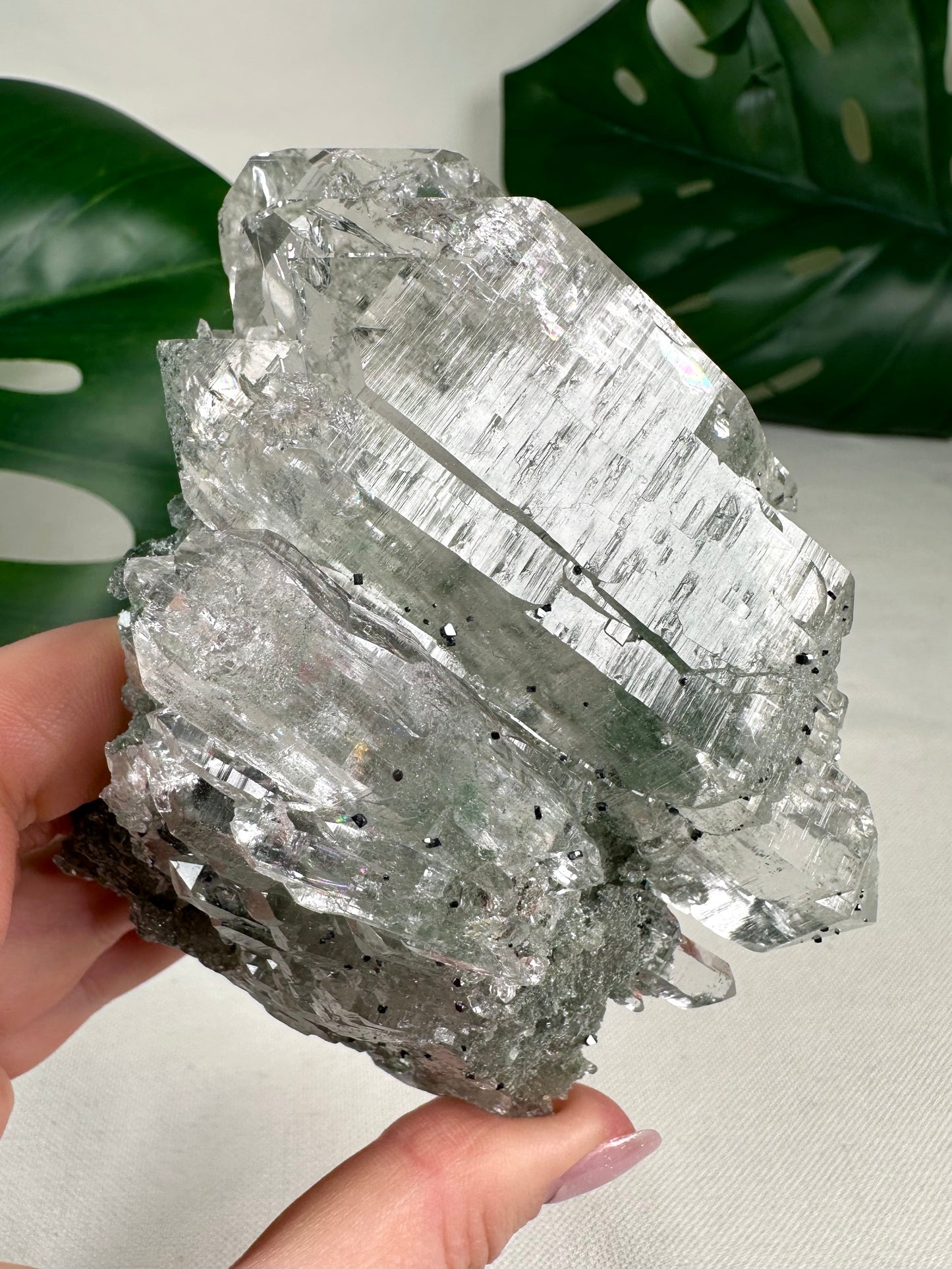 Himalaya Quarz 'Gwindel' mit Anatas & Chlorit & Rutil HQ Nr.1849HG