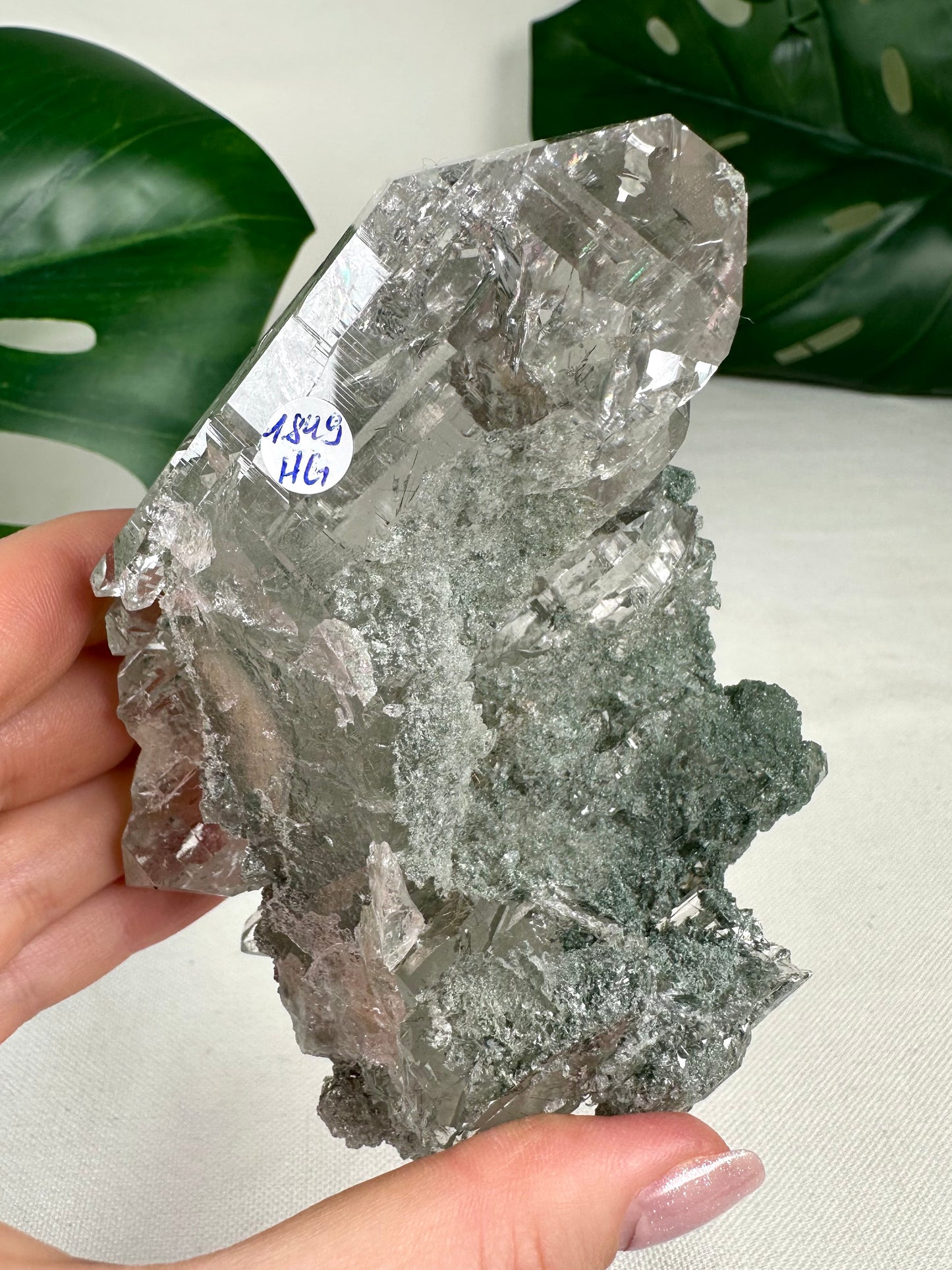 Himalaya Quarz 'Gwindel' mit Anatas & Chlorit & Rutil HQ Nr.1849HG