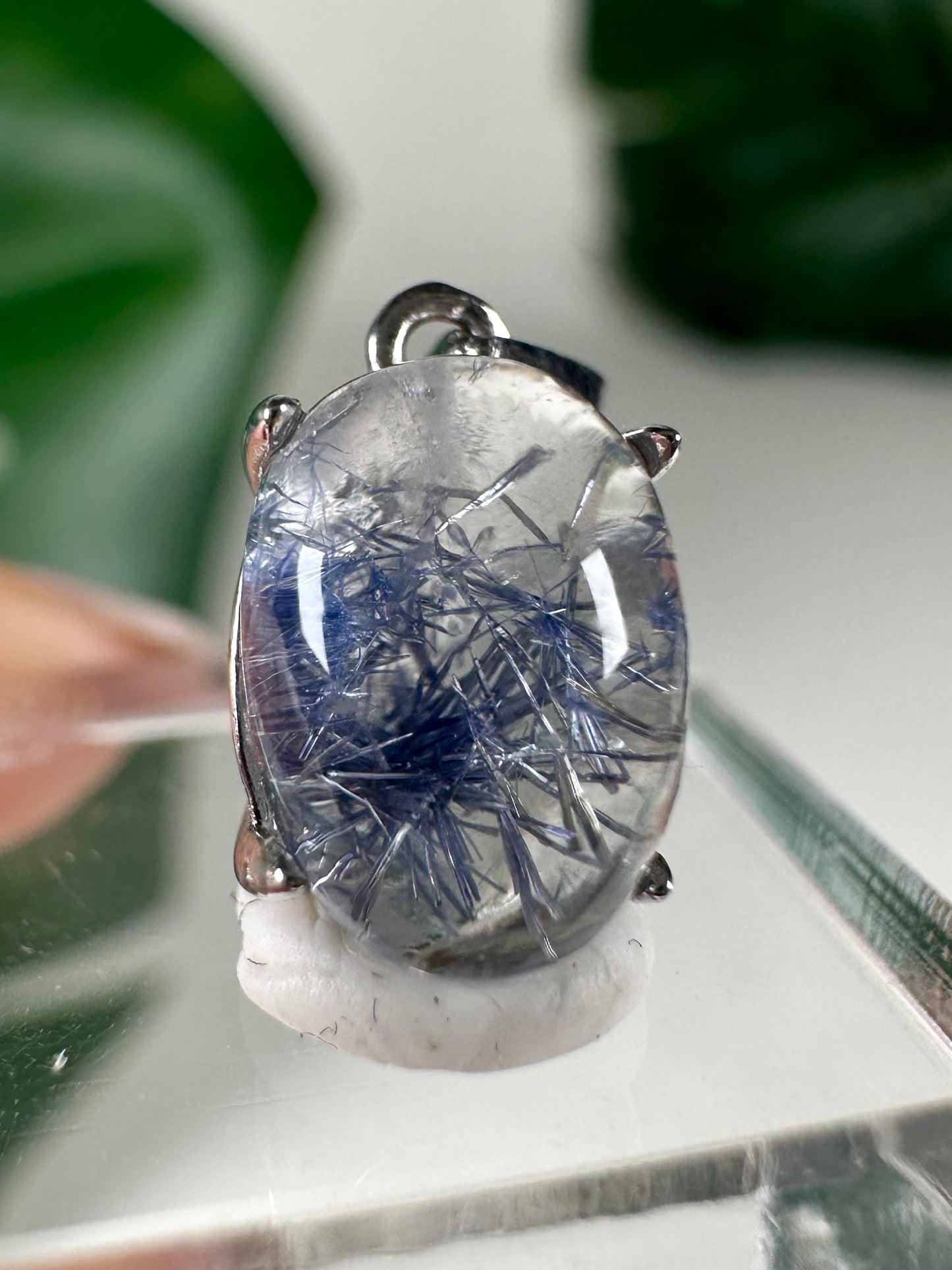 Dumortierit in Quarz Anhänger 925 Silber Nr.146D1