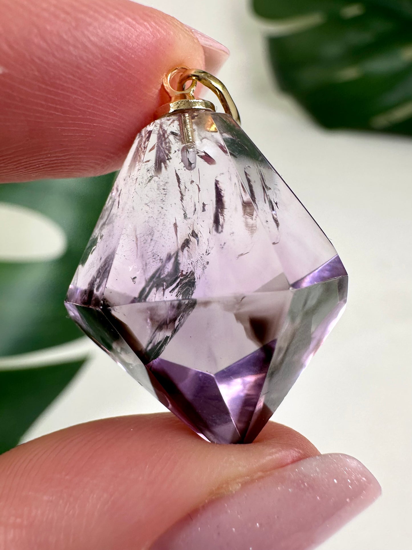 Amethyst mit Rauchquarz Phantom Anhänger Nr.44A2