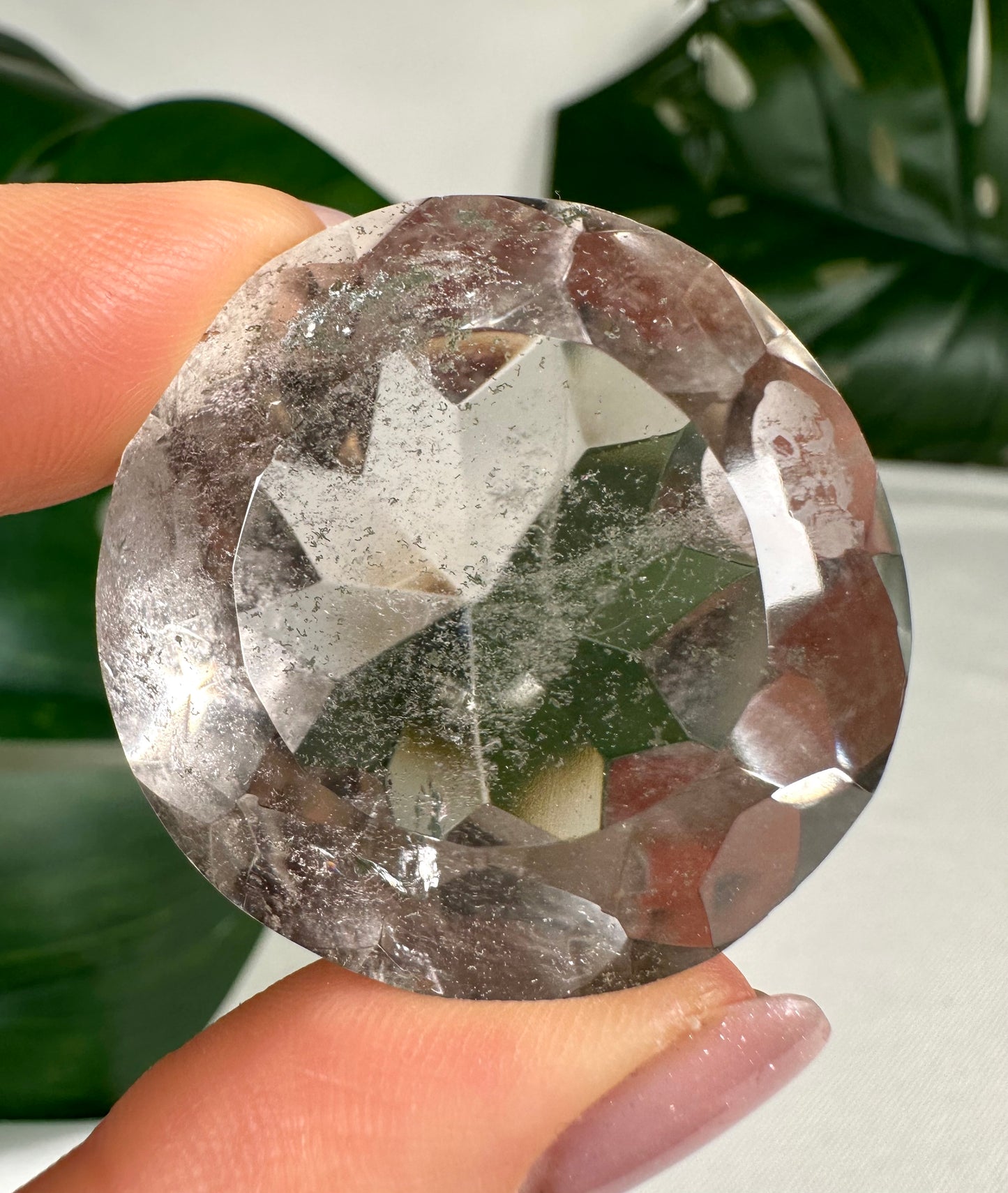 Cristal de roca con cuarzo de jardín en corte de diamante n.º 61BD