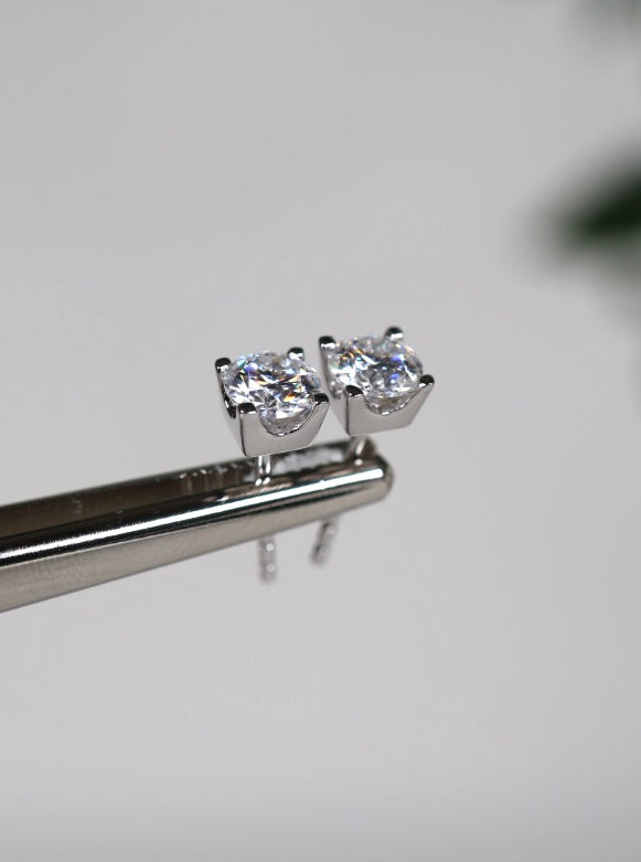 Veya Moissanit Ohrstecker 5mm - 1,0 ct. Silber
