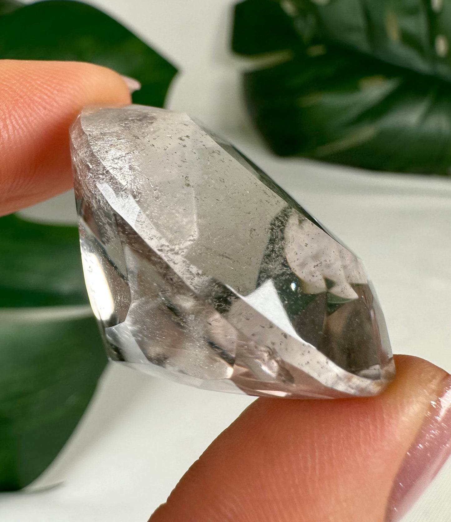 Cristal de roca con cuarzo de jardín en corte de diamante n.º 61BD