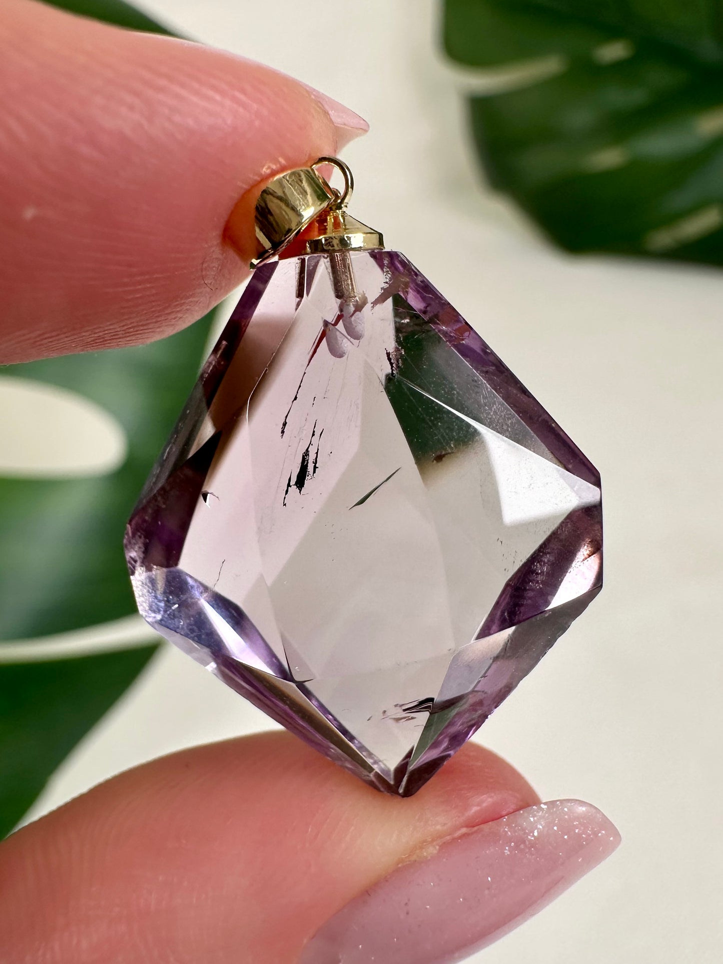 Amethyst mit Rauchquarz Phantom Anhänger Nr.43A2