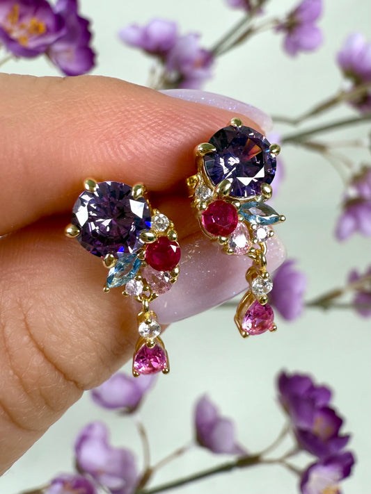 Midnight Rose - Earrings 925 Silver Gold-Plated