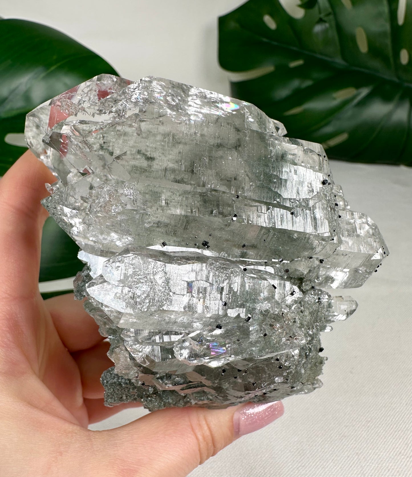 Himalaya Quarz 'Gwindel' mit Anatas & Chlorit & Rutil HQ Nr.1849HG