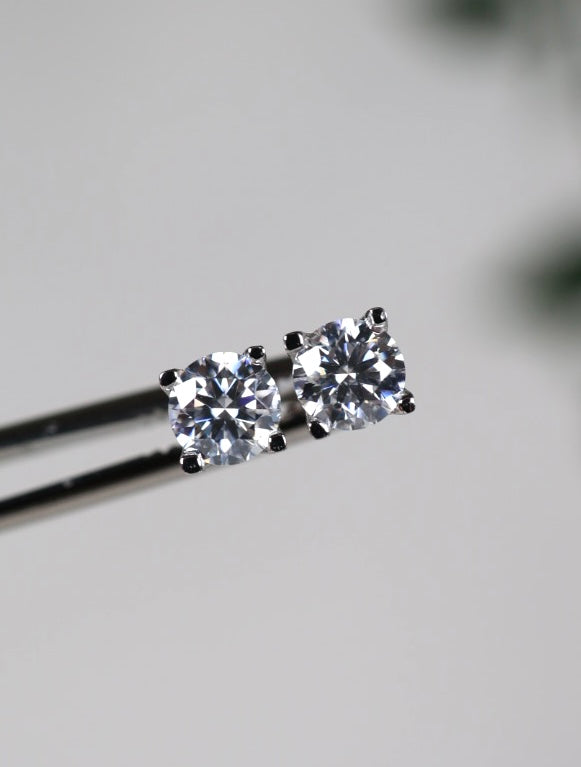 Veya Moissanit Ohrstecker 5mm - 1,0 ct. Silber