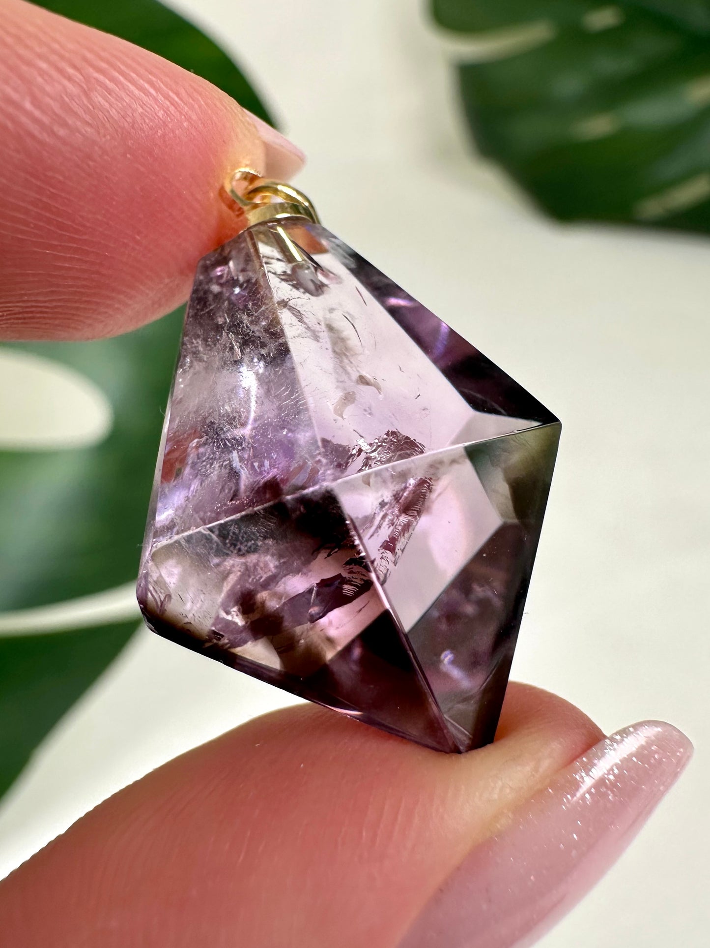 Amethyst mit Rauchquarz Phantom Anhänger Nr.44A2