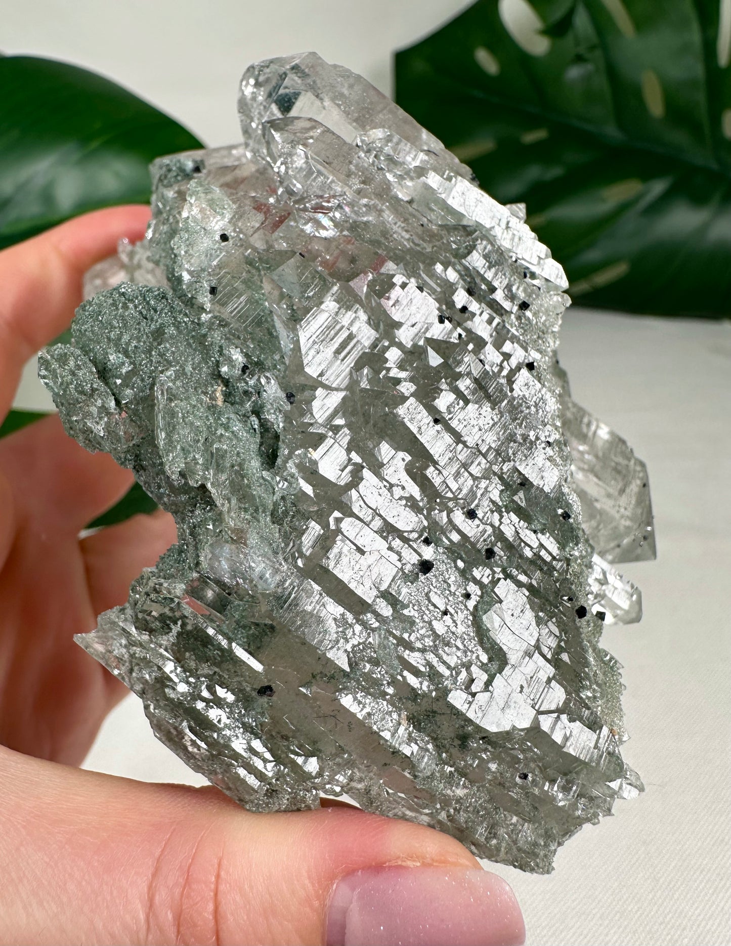 Himalaya Quarz 'Gwindel' mit Anatas & Chlorit & Rutil HQ Nr.1849HG