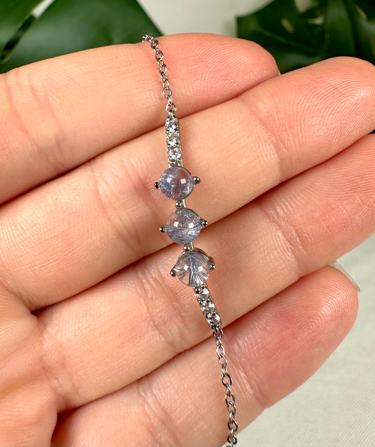 Dumortierit in Quarz Armband 925 Silber Nr.180DA