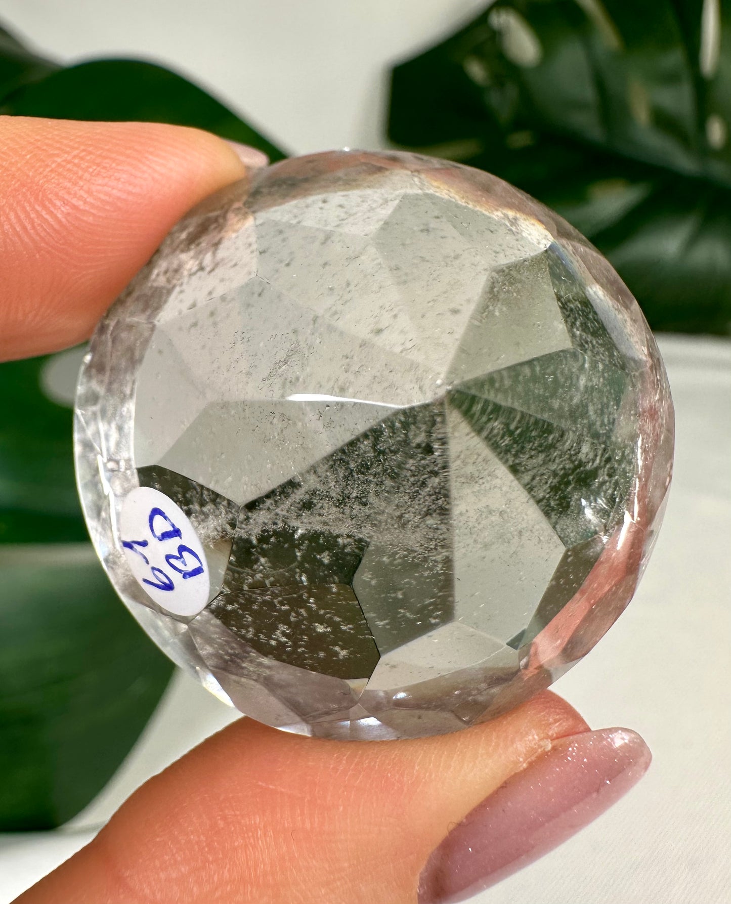 Cristal de roca con cuarzo de jardín en corte de diamante n.º 61BD