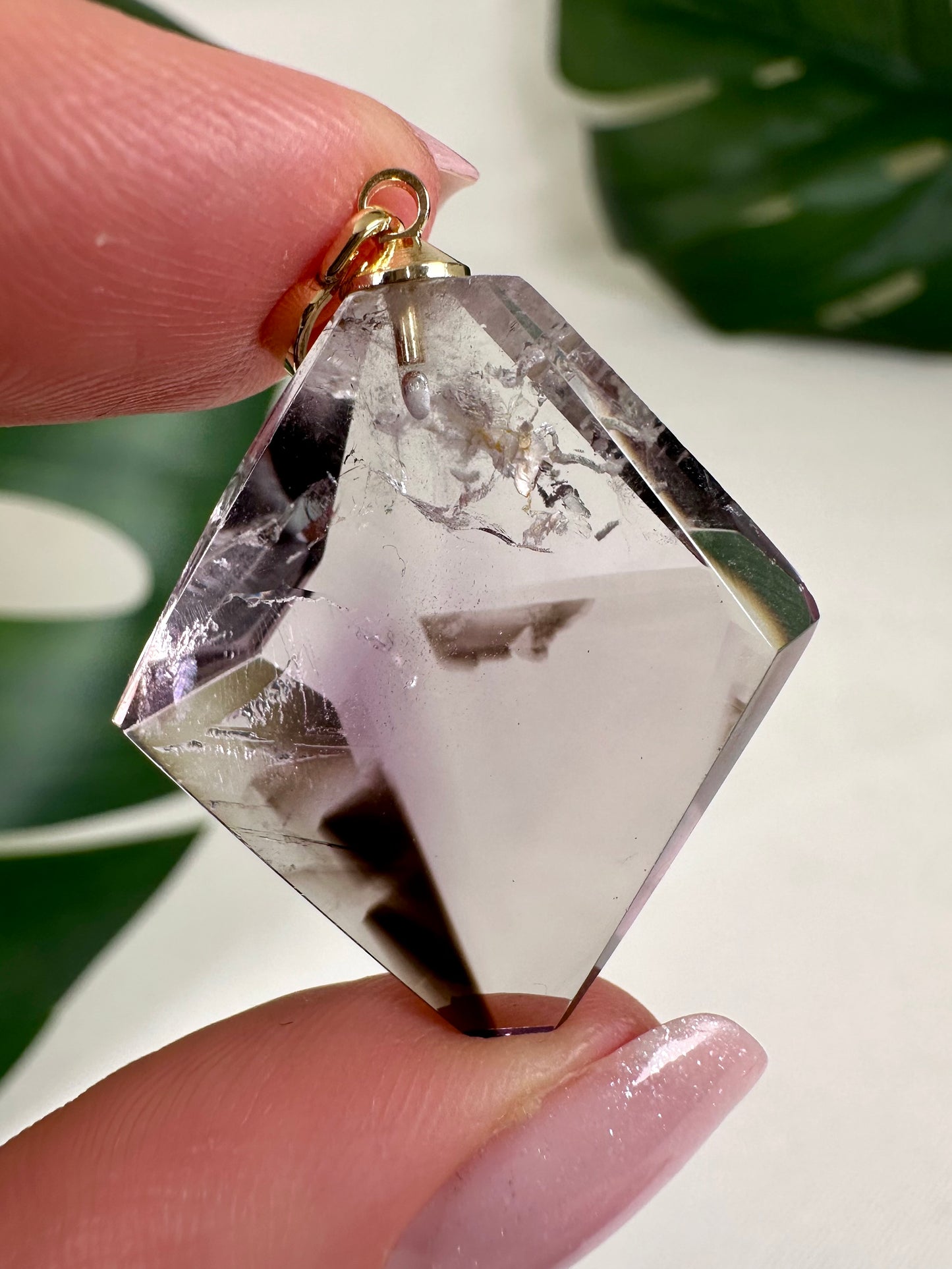 Amethyst mit Rauchquarz Phantom Anhänger Nr.41AA