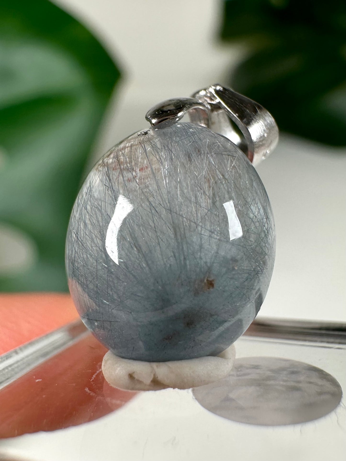 Blauer Amphibolquarz Anhänger Silber 925 Nr.47BS