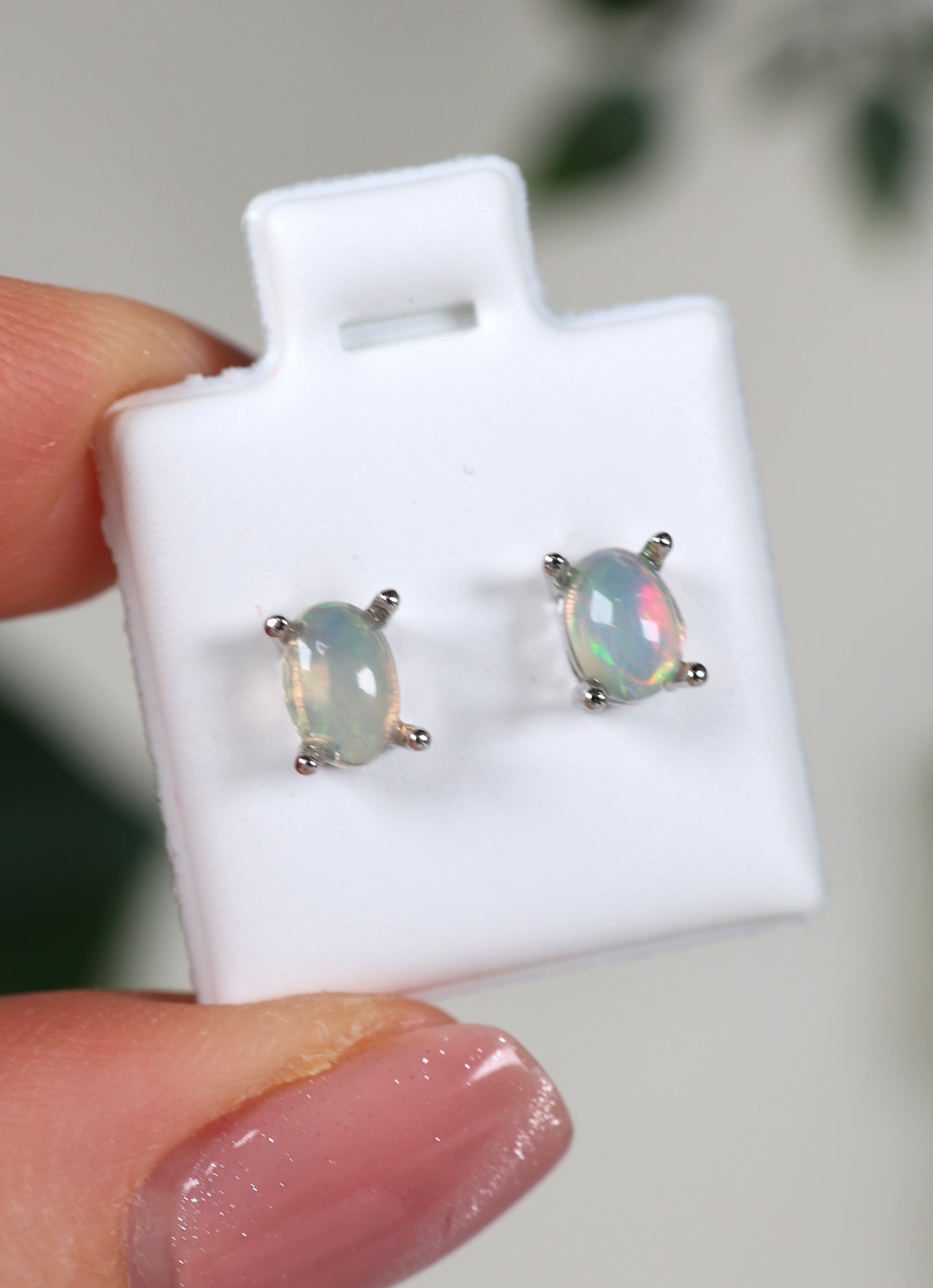 Helle Opal Ohrstecker 925 Silber - Auswahl