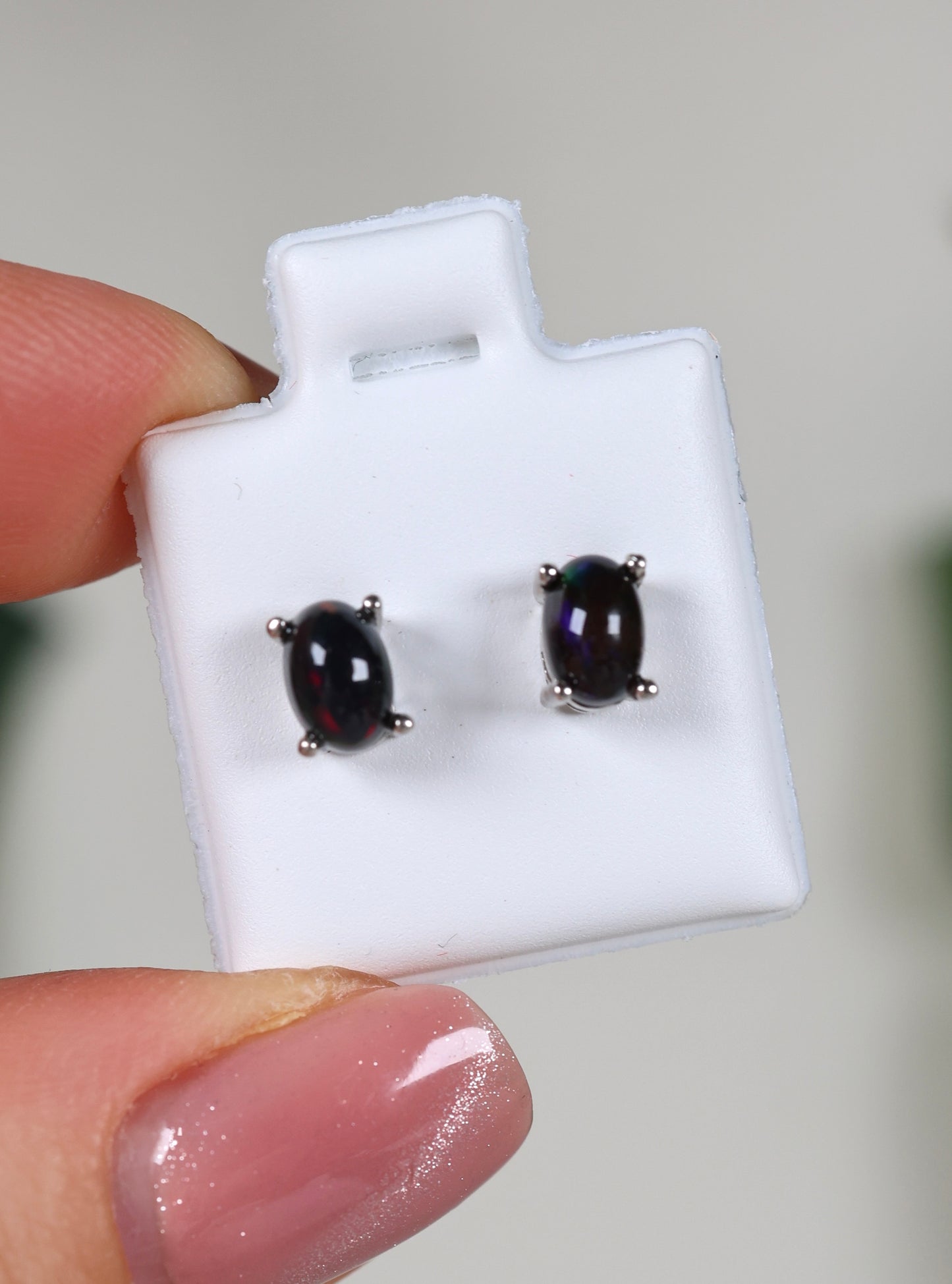 Dunkle Opalohrstecker 925 Silber - Auswahl