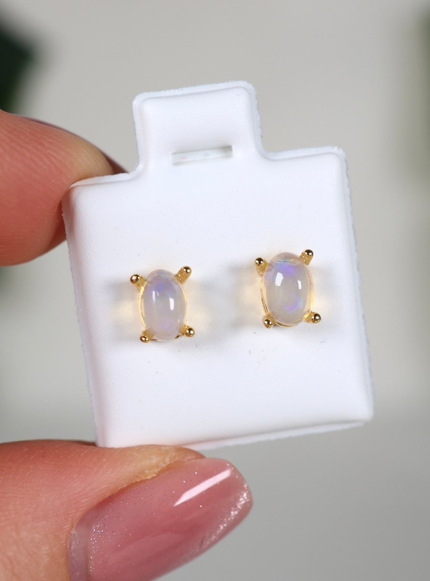 Helle Opal Ohrstecker Vergoldet - Auswahl