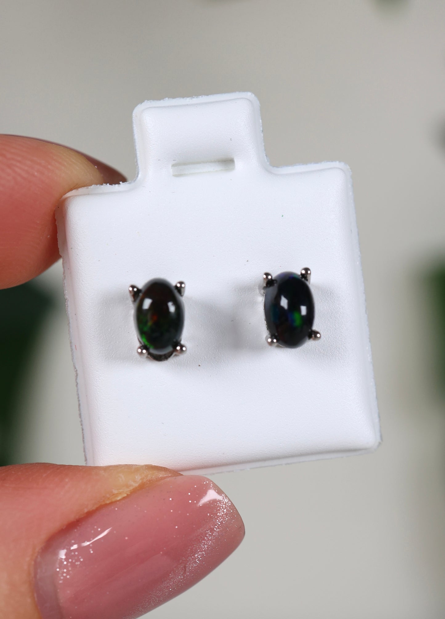 Dunkle Opalohrstecker 925 Silber - Auswahl