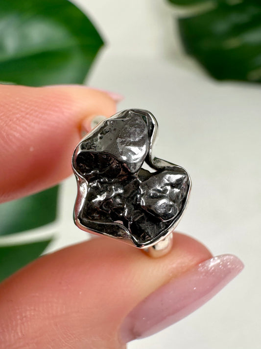 Meteorit Ring in 925 Silber - Größe 49
