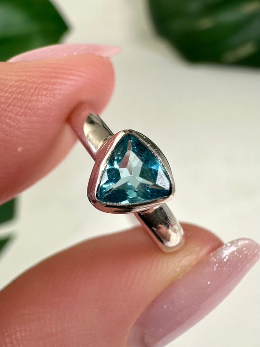 Blauer Apatit Ring in 925 Silber - Größe 49