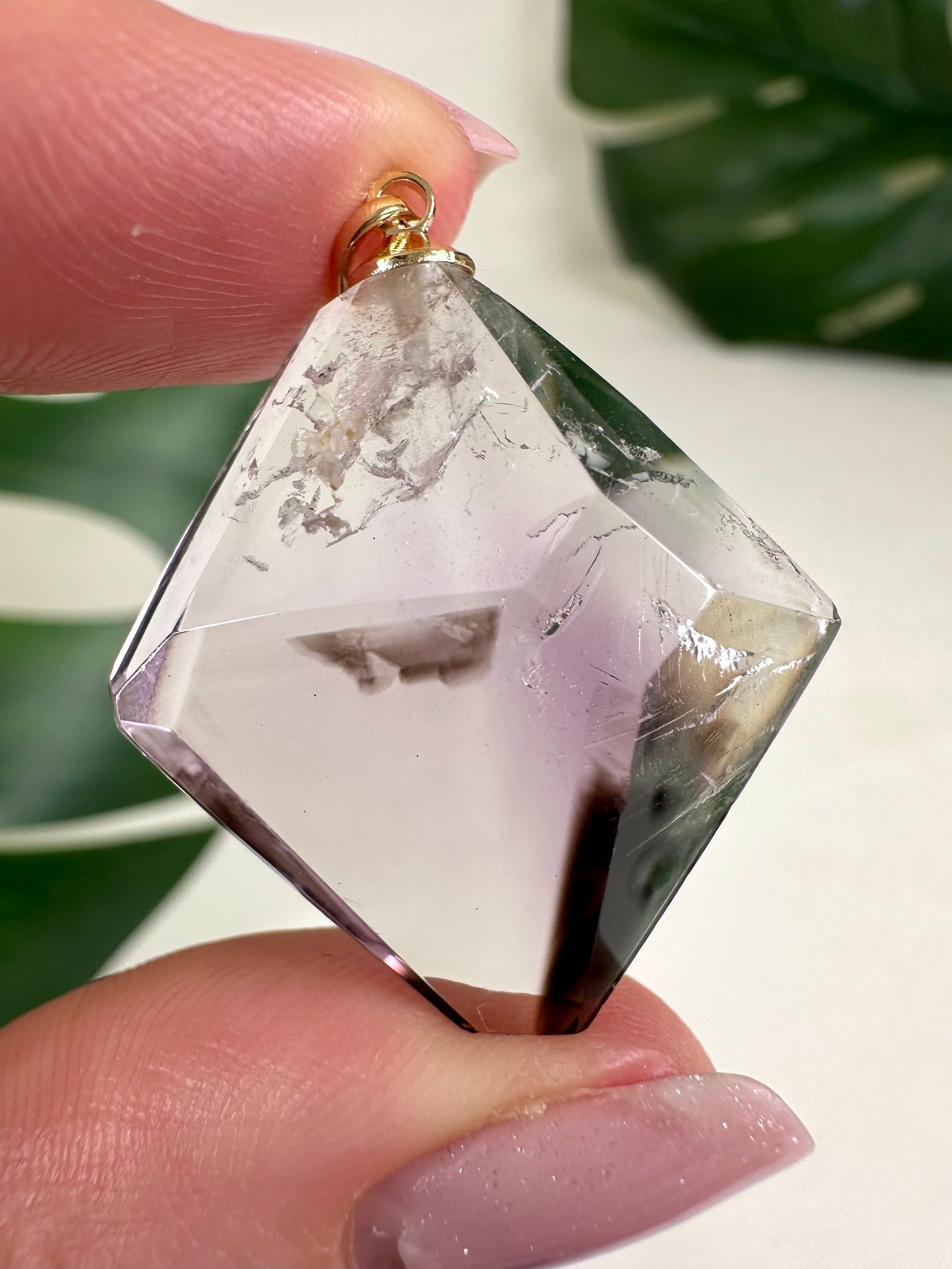 Amethyst mit Rauchquarz Phantom Anhänger Nr.41AA