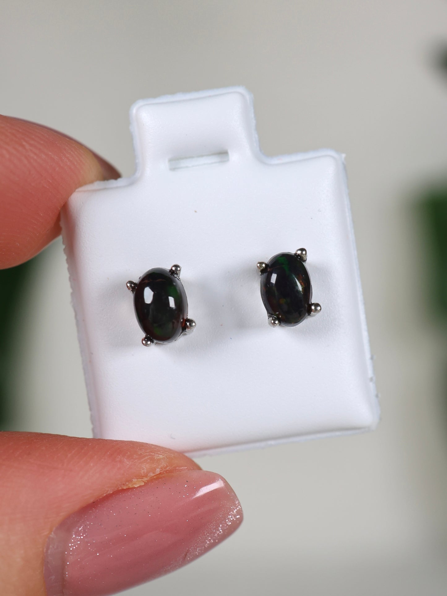 Dunkle Opalohrstecker 925 Silber - Auswahl