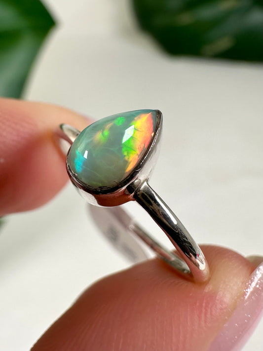 Äthiopischer Opal Ring in 925 Silber - Größe 57