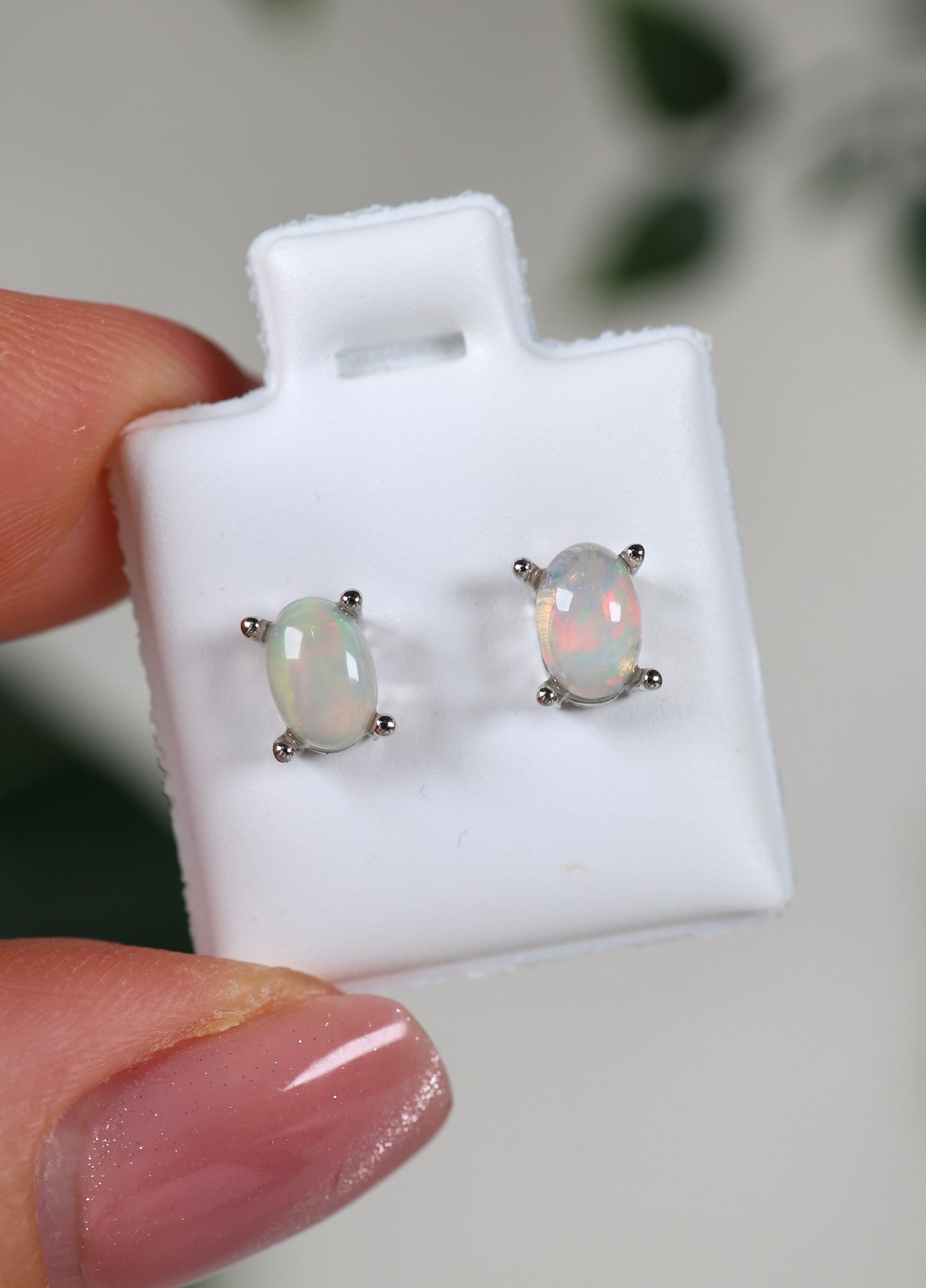 Helle Opal Ohrstecker 925 Silber - Auswahl