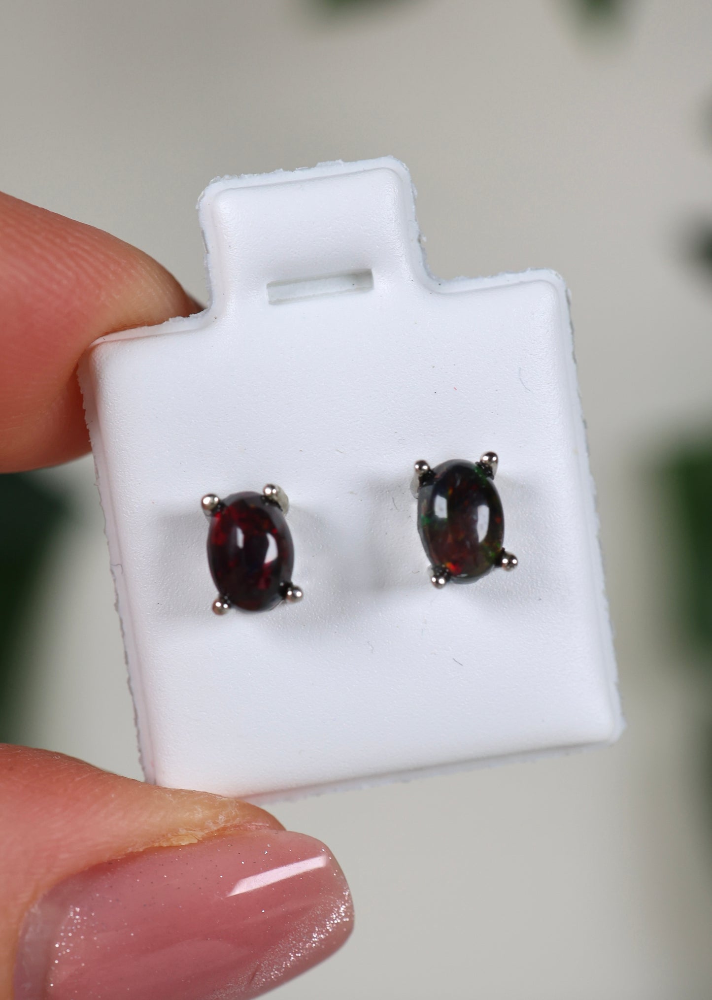 Dunkle Opalohrstecker 925 Silber - Auswahl