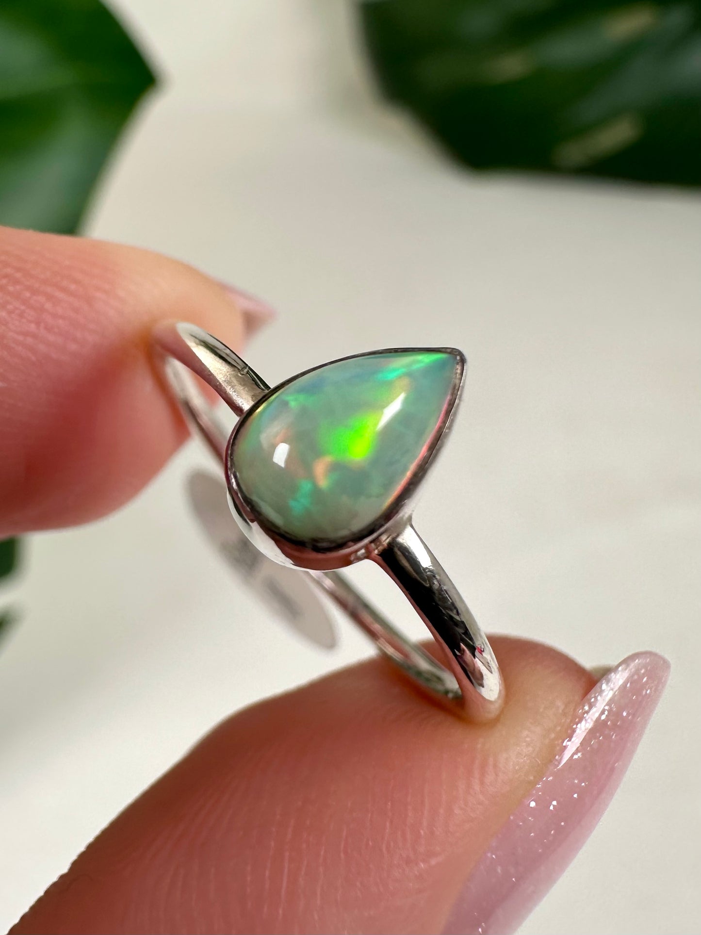 Äthiopischer Opal Ring in 925 Silber - Größe 57
