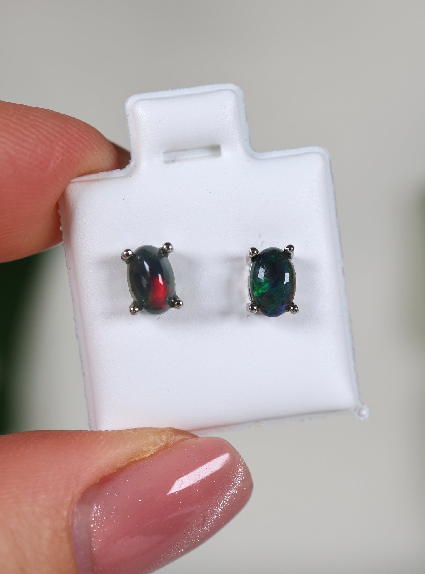 Dunkle Opalohrstecker 925 Silber - Auswahl