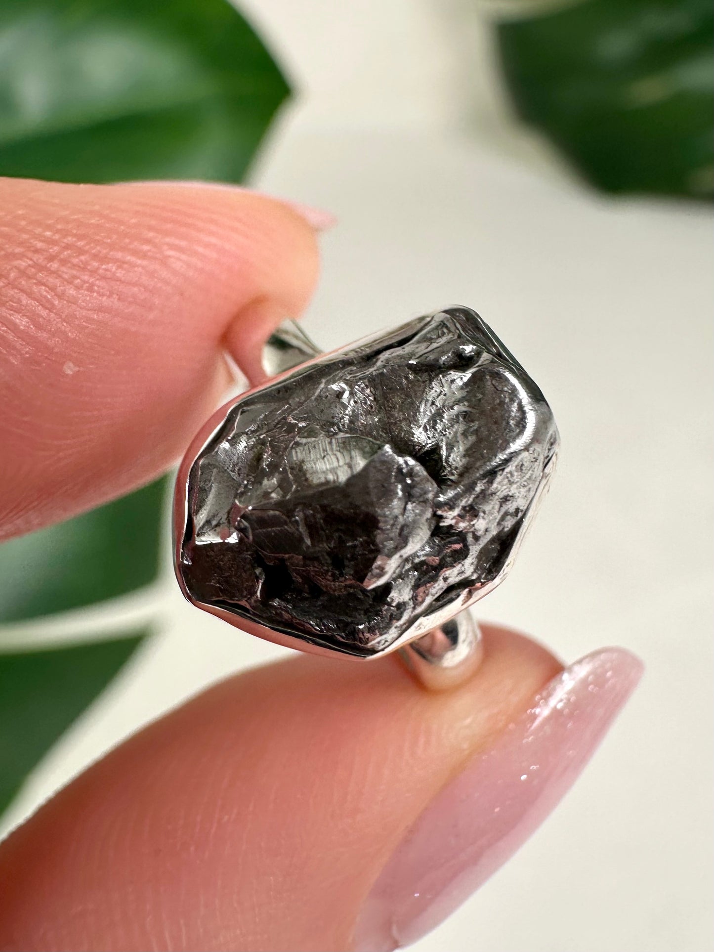 Meteorit Ring in 925 Silber - Größe 52