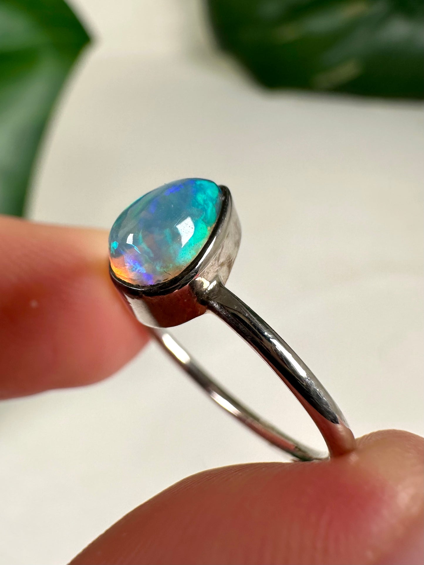 Äthiopischer Opal Ring in 925 Silber - Größe 57