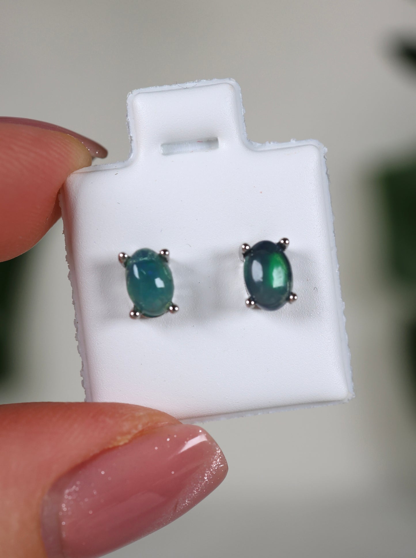 Dunkle Opalohrstecker 925 Silber - Auswahl