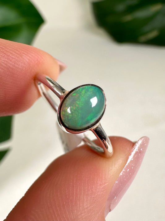 Äthiopischer Opal Ring in 925 Silber - Größe 54