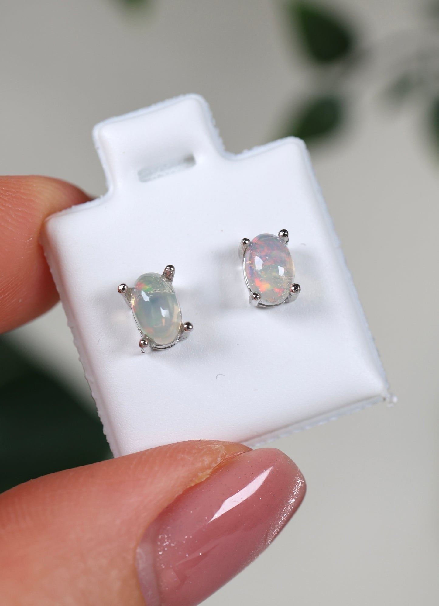 Helle Opal Ohrstecker 925 Silber - Auswahl