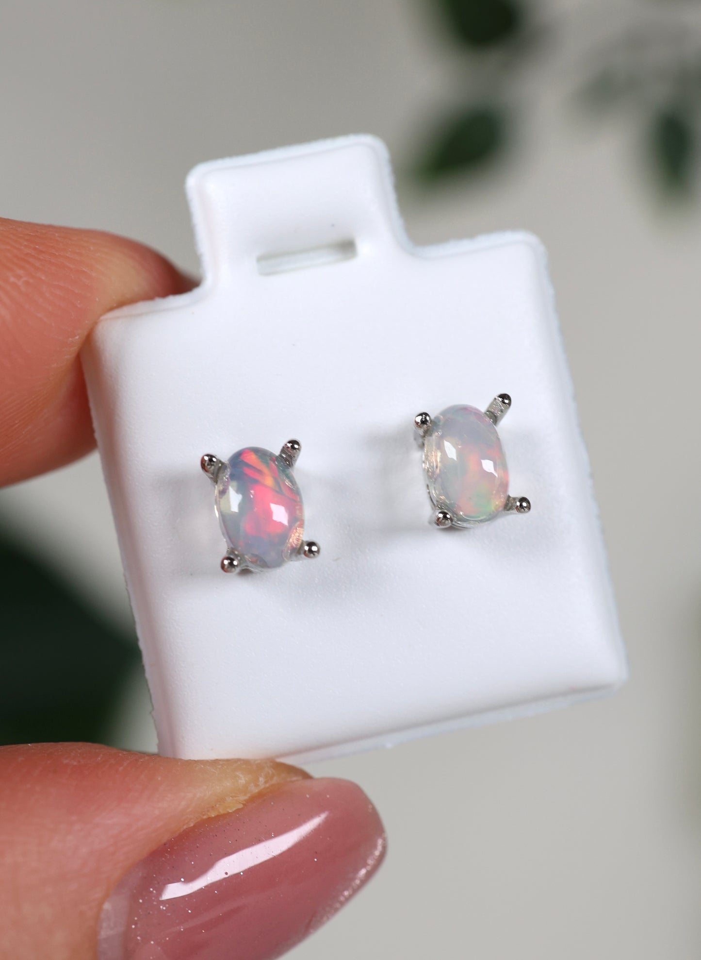 Helle Opal Ohrstecker 925 Silber - Auswahl