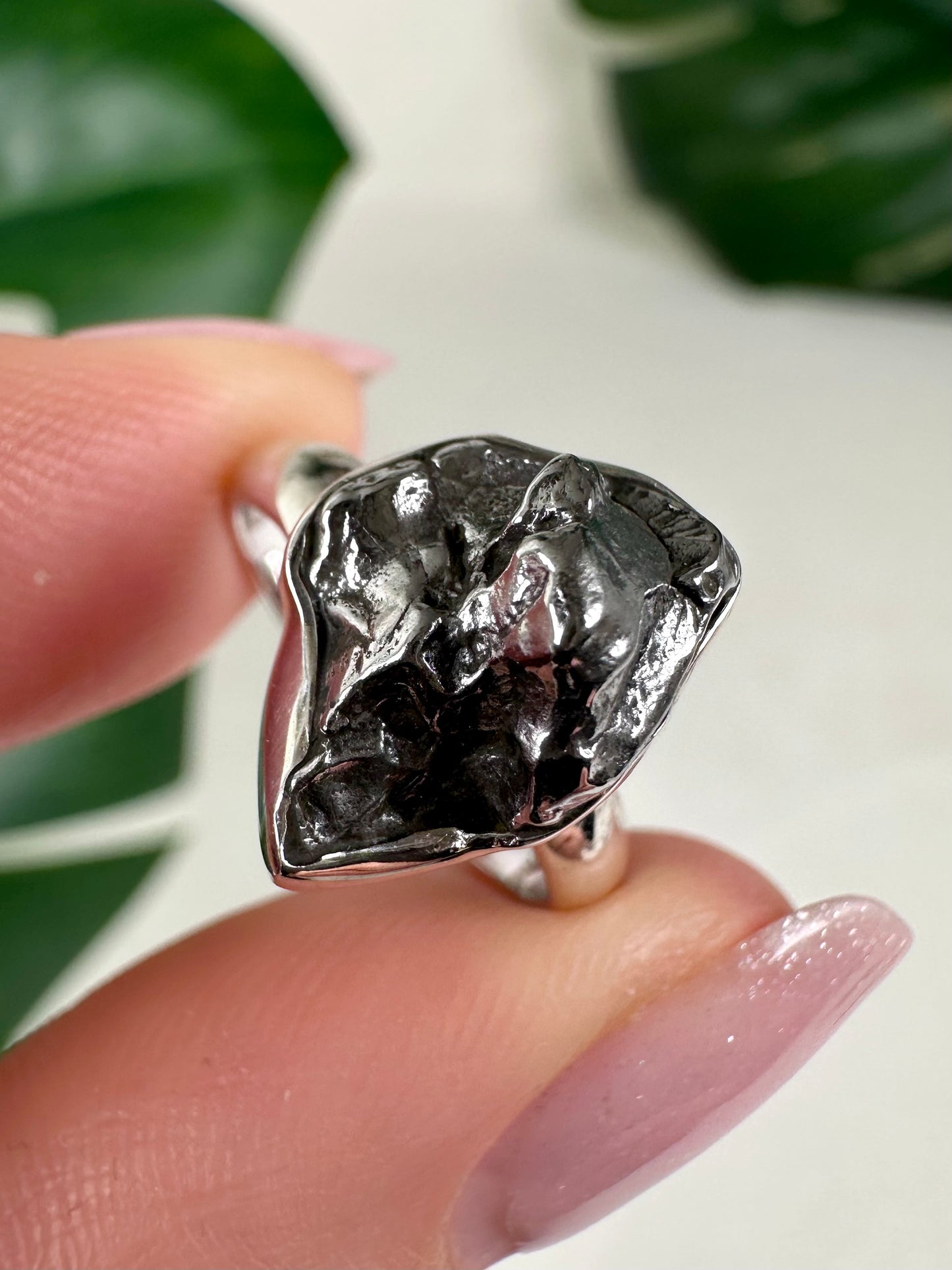 Meteorit Ring in 925 Silber - Größe 52