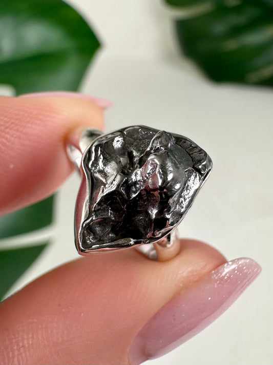 Meteorit Ring in 925 Silber - Größe 52