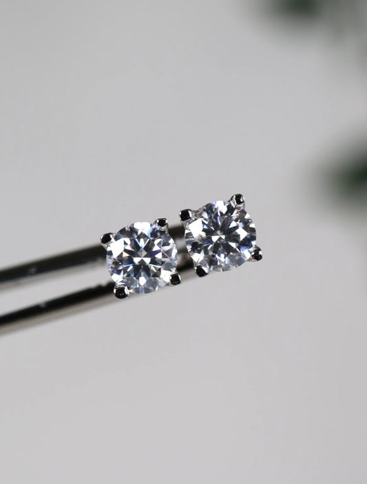 Veya Moissanit Ohrstecker 5mm - 1,0 ct. Silber