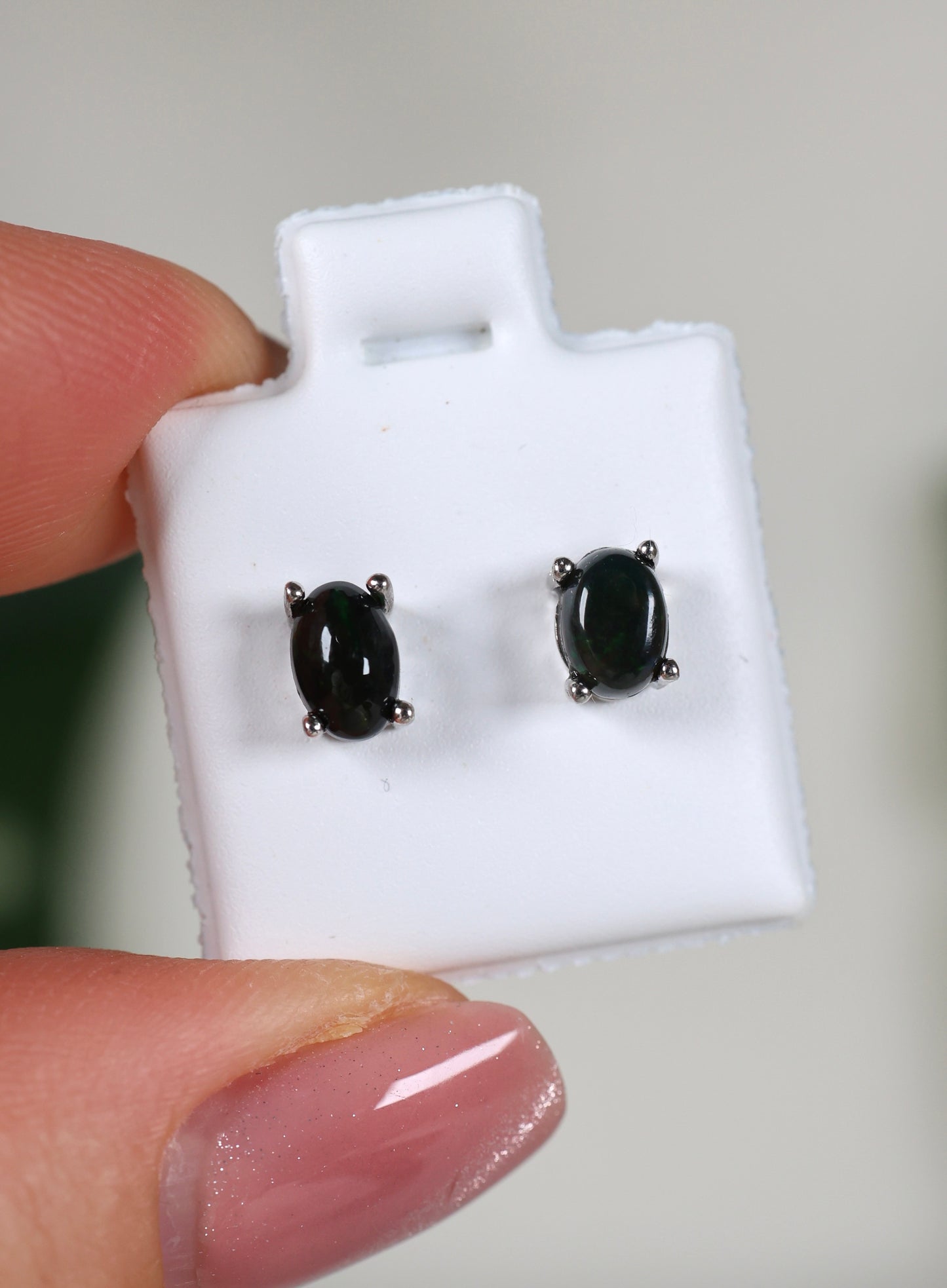 Dunkle Opalohrstecker 925 Silber - Auswahl